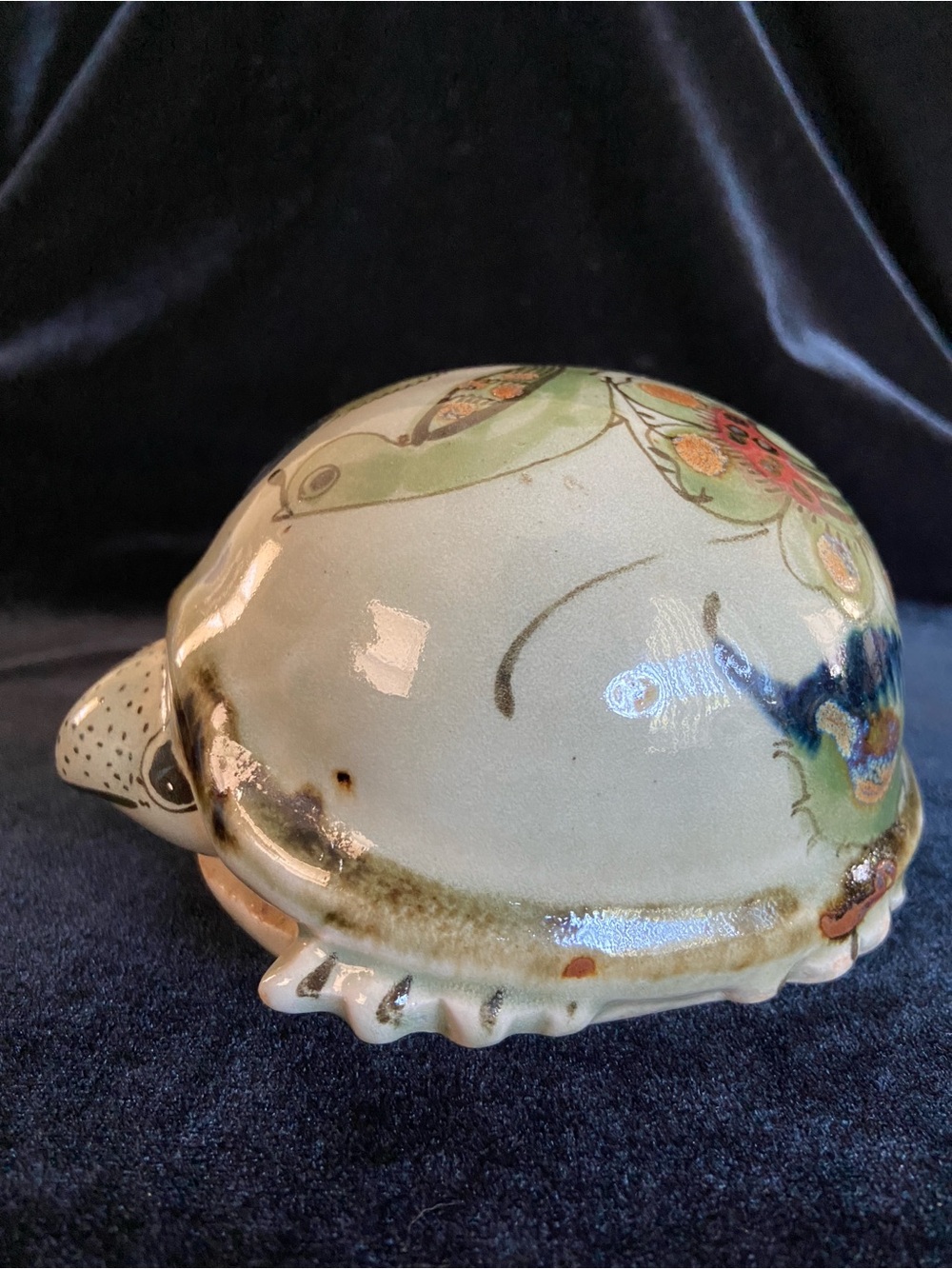 KEN EDWARDS HAND PAINTED MEXICAN POTTERY TURTLE FIGURINE MEXICO FOLK ART